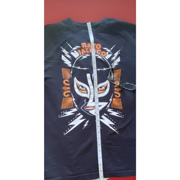 Rayo Jalisco Lucha Libre Mexican Wrestler Black Tee 42"Chest Shirt Size L, 27"L - Picture 3 of 5
